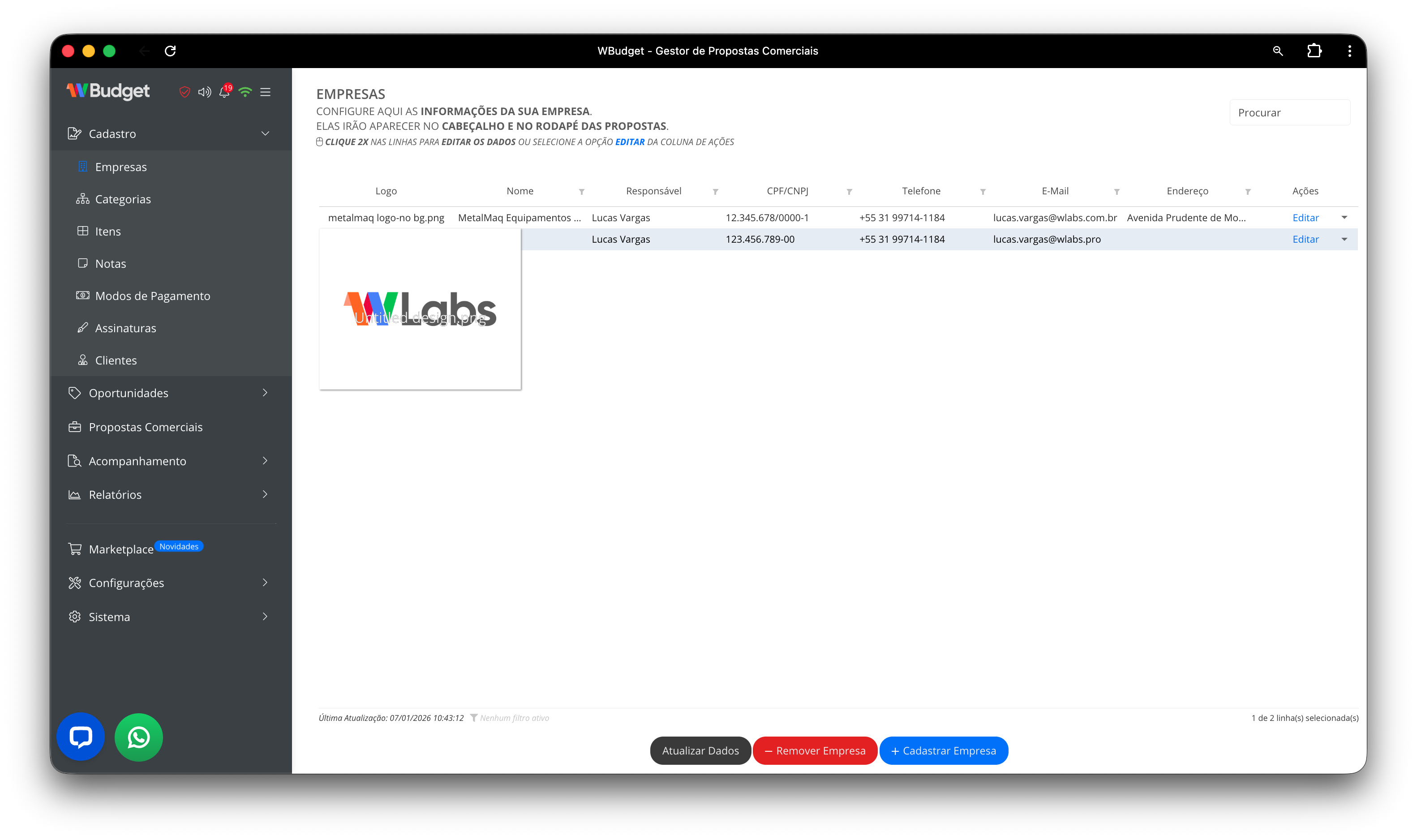 Adicionar logotipo da empresa