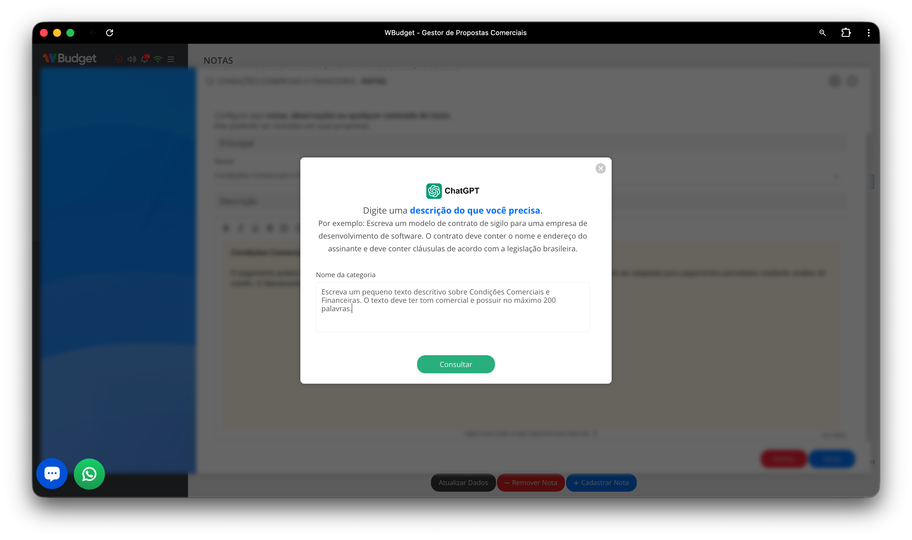 Integração com ChatGPT para criação de notas