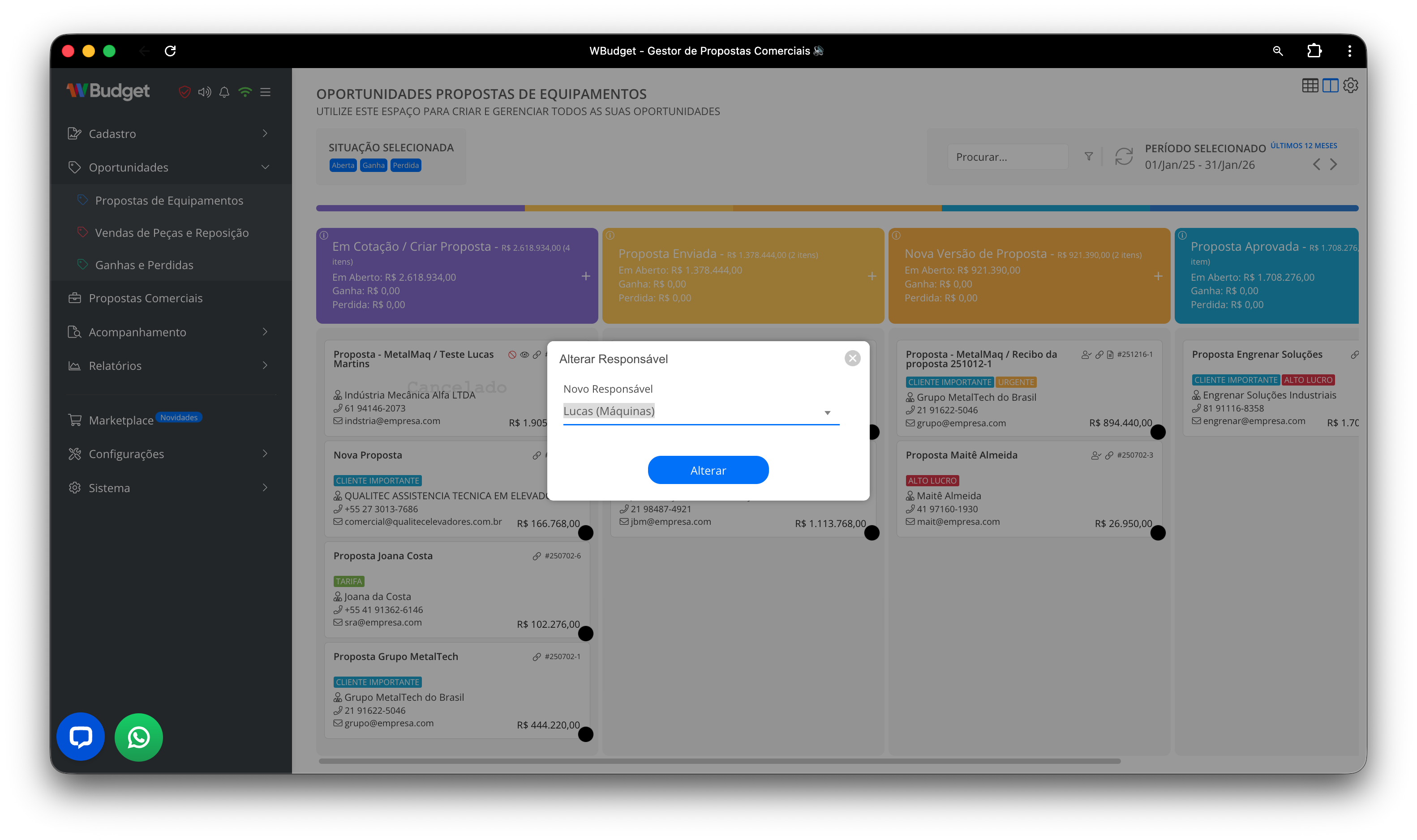 Alterar responsável