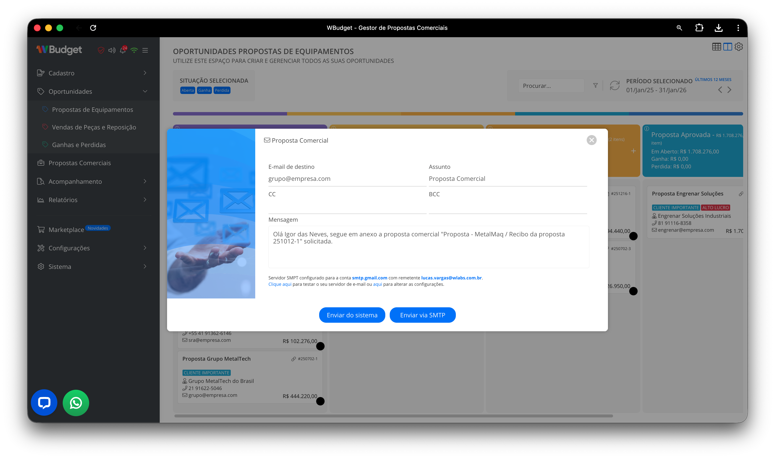Envio de proposta por e-mail