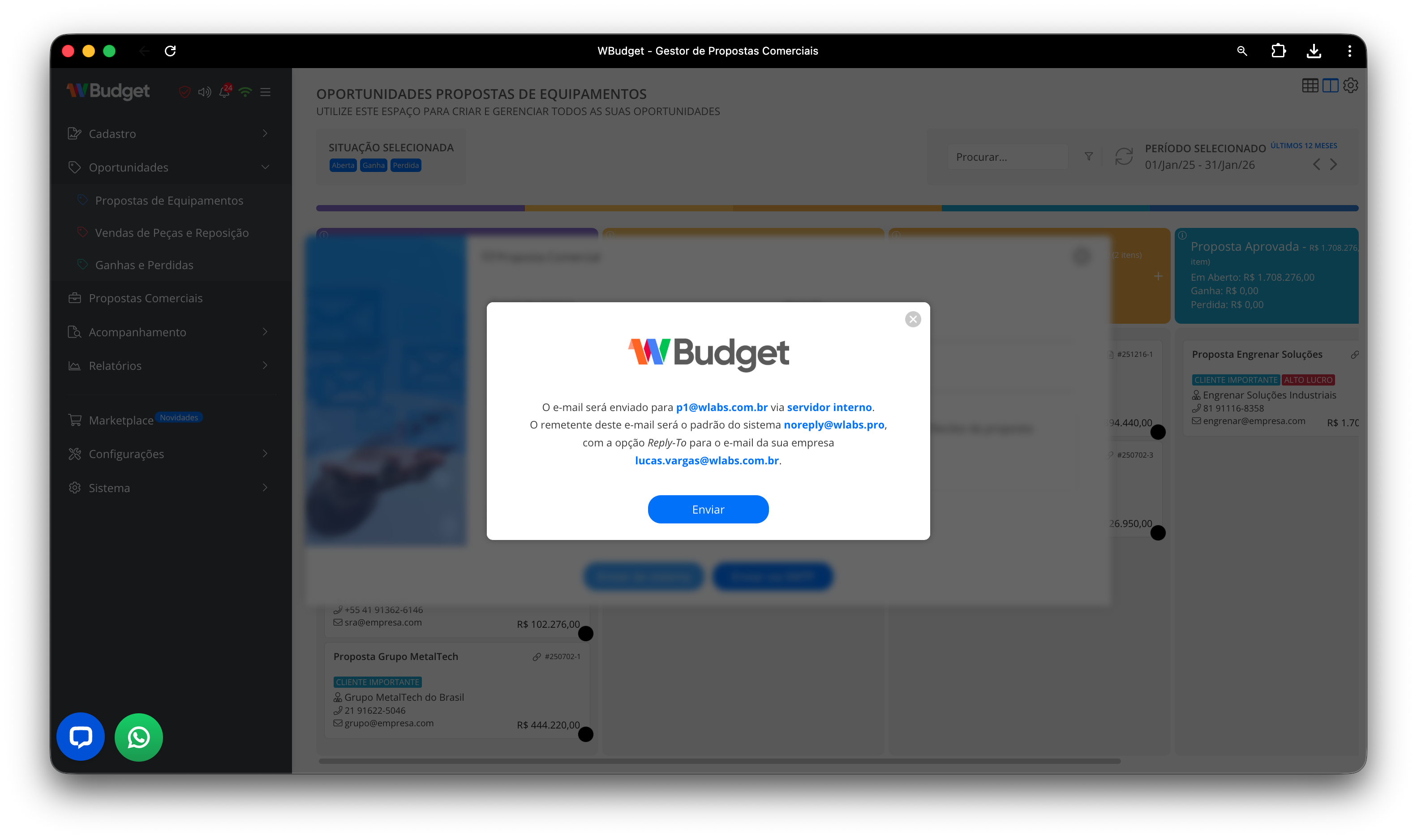 Envio via servidor WLabs