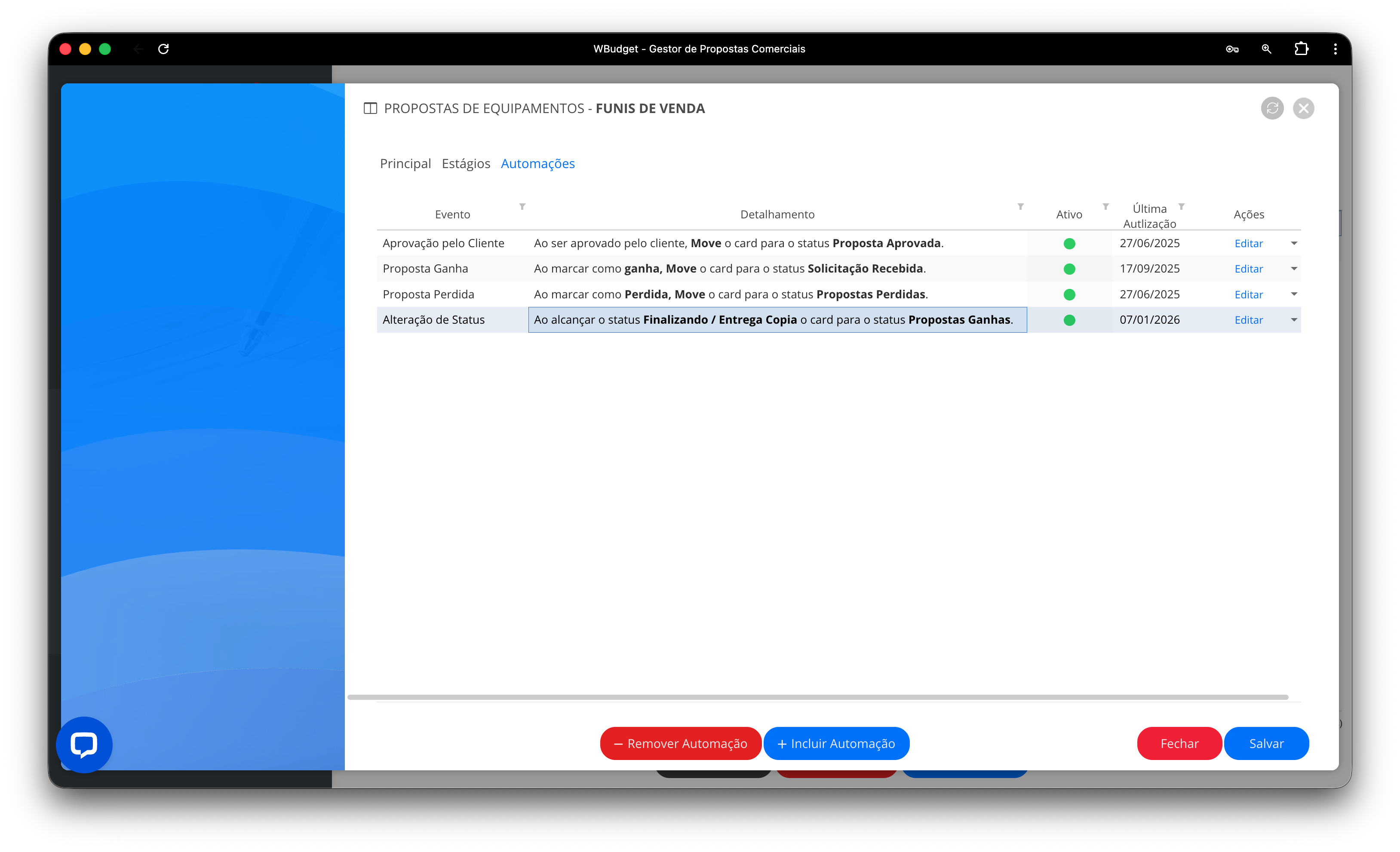 Automações do funil