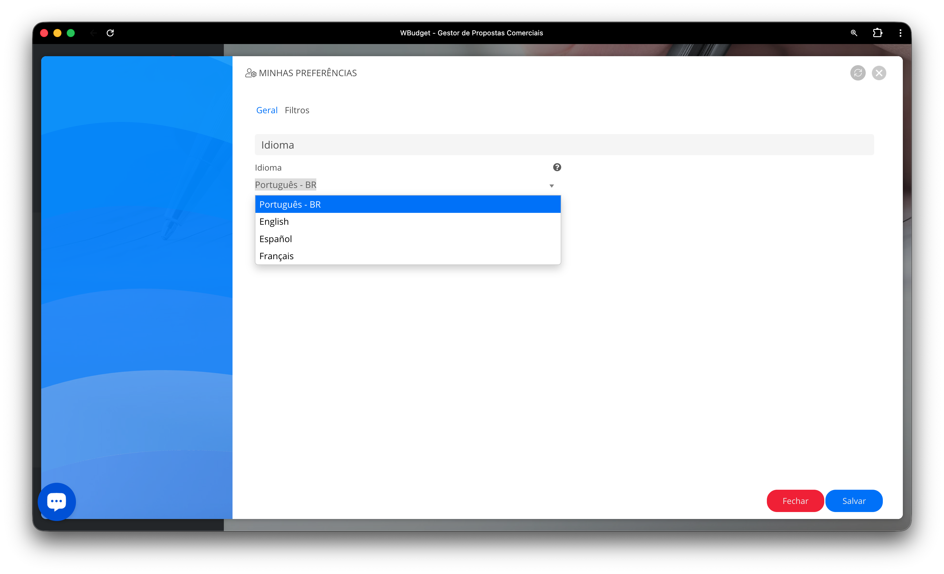 Preferências – Aba Geral