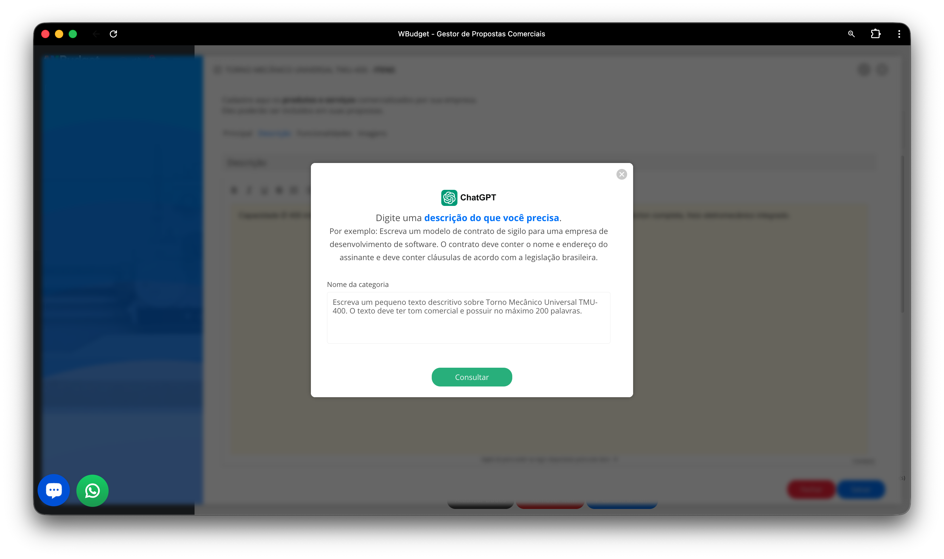 Integração com ChatGPT para descrição