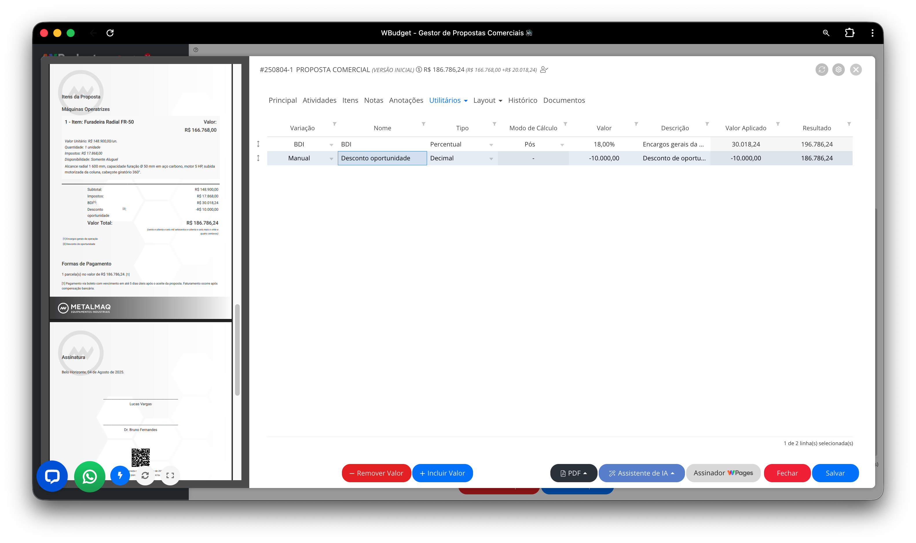 Variações de Valores
