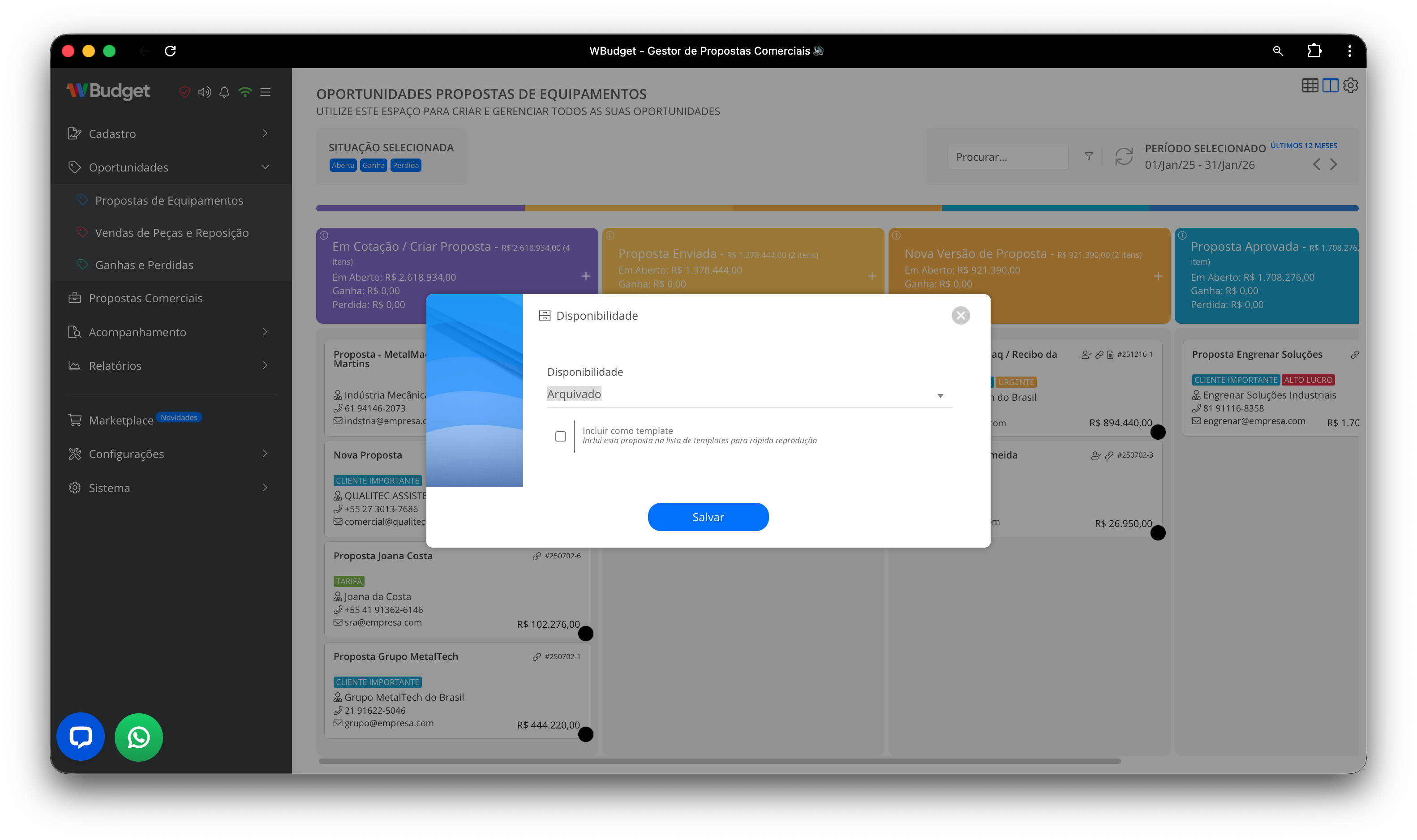 Alterar disponibilidade