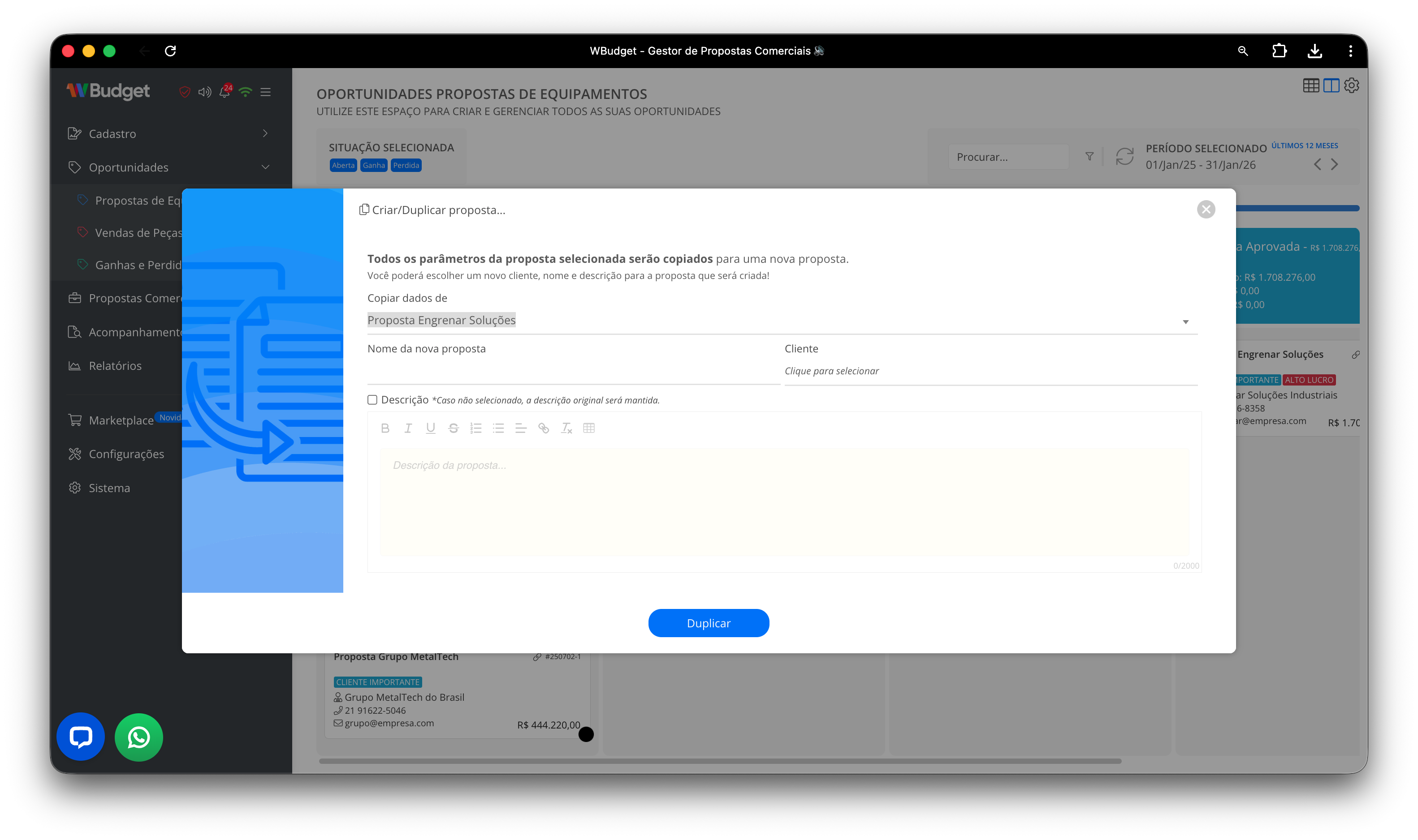 Criar ou duplicar proposta