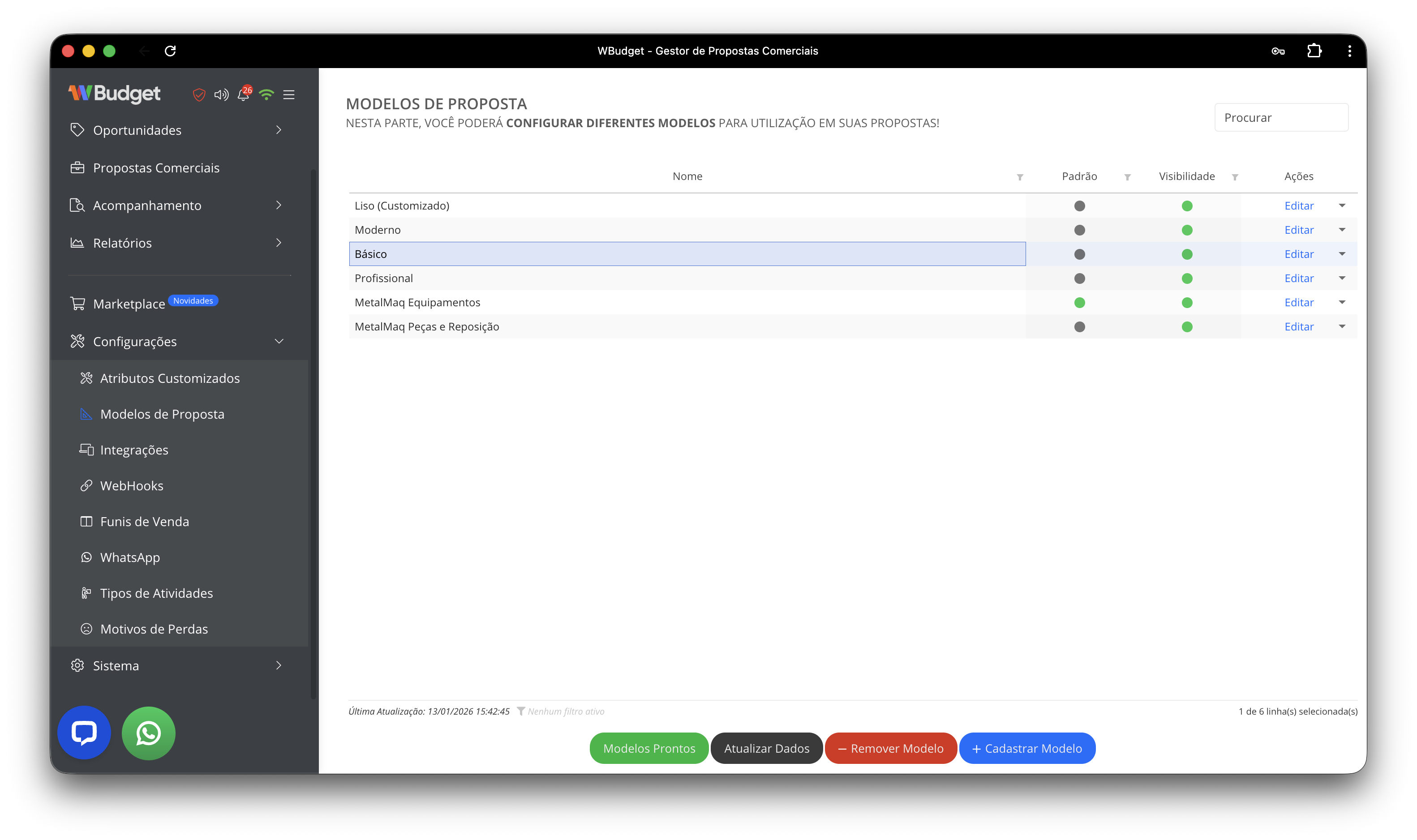 Visão geral dos modelos de proposta
